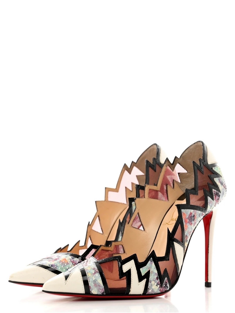 Christian Louboutin Shiny Nappa Patent Snakeskin Explorete 100 Pumps EU 38